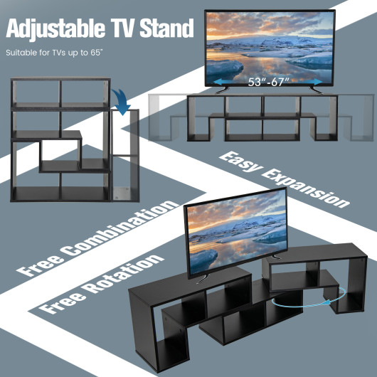 Adjustable TV Stand with Shelves for TVs Up to 65 Inches (3-Piece) 7 Adjustable TV Stand with Shelves for TVs Up to 65 Inches (3-Piece) - Image 7