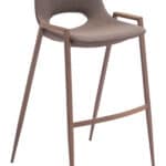 Mid-Century Modern Brown Barstool with Walnut Legs (Set of 2)