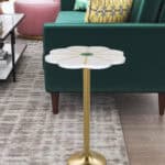 Vintage Green Marble Flower Side Table with Gold Base 9 Vintage Green Marble Flower Side Table with Gold Base