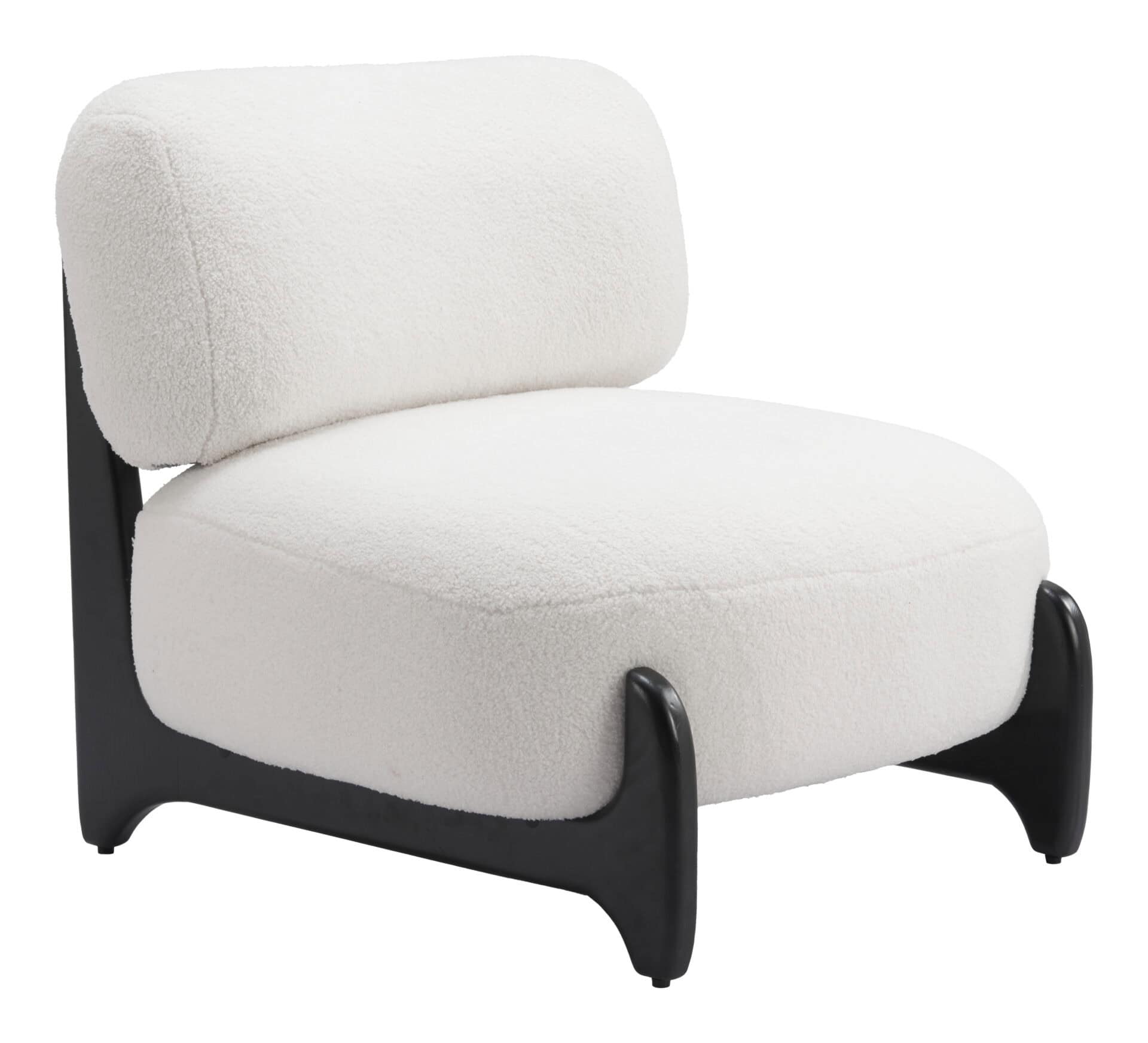 Plush Sherpa Accent Chair with Ash Wood Base 1 Plush Sherpa Accent Chair with Ash Wood Base