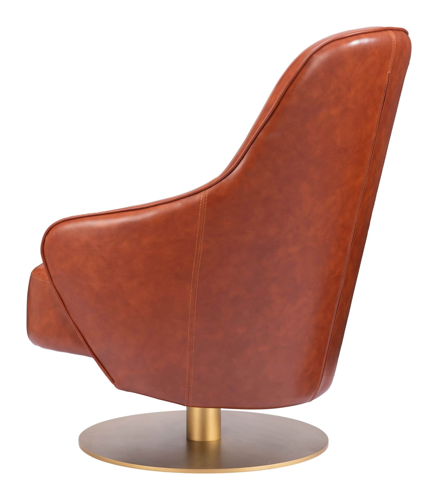 Swivel Faux Leather Accent Chair with Brushed Base and Armrests 5 Swivel Faux Leather Accent Chair with Brushed Base and Armrests - Image 5