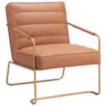 Vintage Brown Faux Leather Accent Chair with Steel Base and Armrests 15 Vintage Brown Faux Leather Accent Chair with Steel Base and Armrests