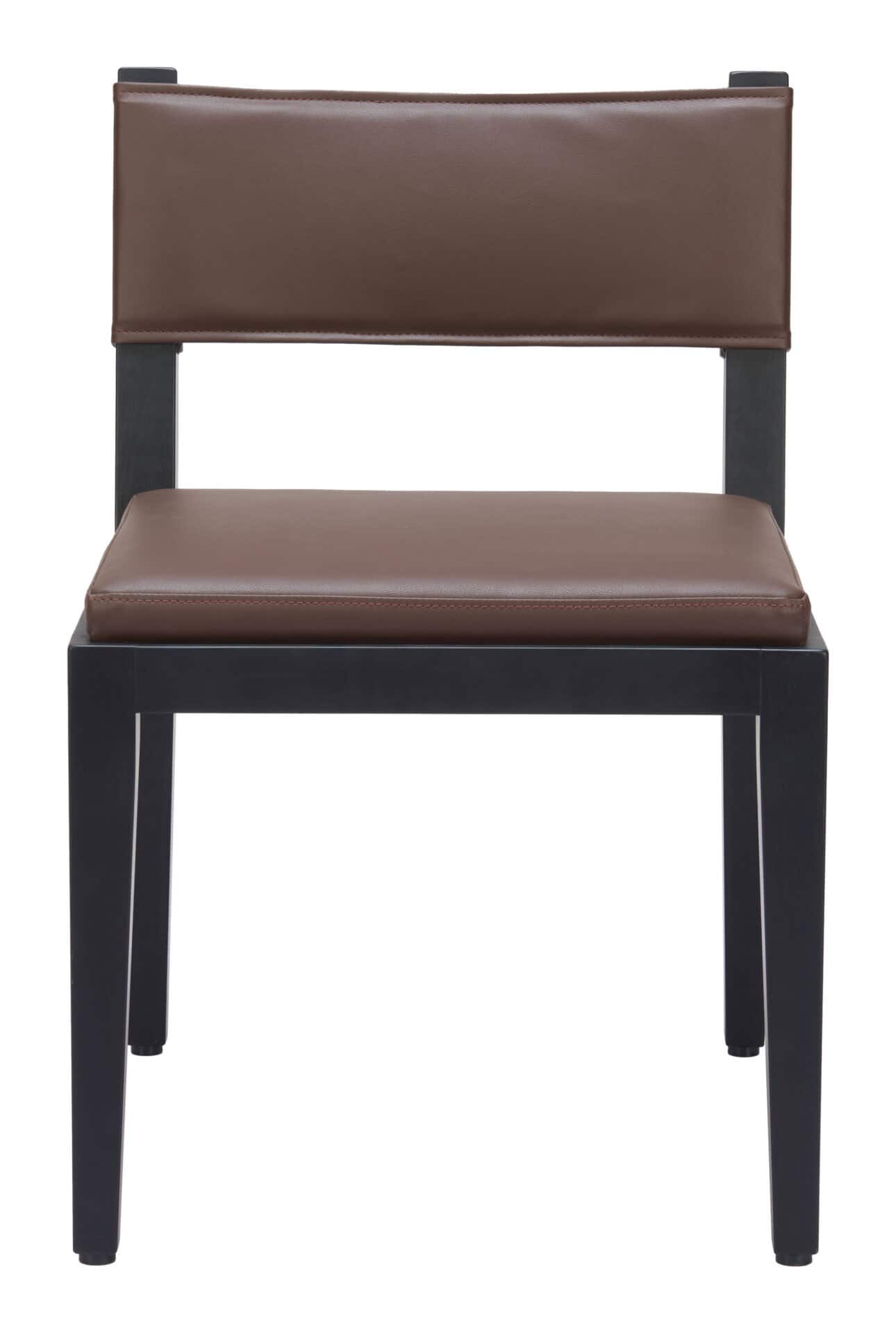 Brown Faux Leather Dining Chair with Wood Frame (Set of 2) 3 Brown Faux Leather Dining Chair with Wood Frame (Set of 2) - Image 3