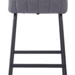 Gray Tufted Bar Stools with Steel Frame and Footrest (Set of 2)