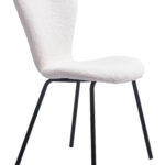 Mid-Century Modern Ivory Dining Chair, Stackable, Steel Frame (Set of 2)