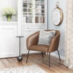 Vintage Brown Faux Leather Accent Chair with Steel Legs 11 Vintage Brown Faux Leather Accent Chair with Steel Legs