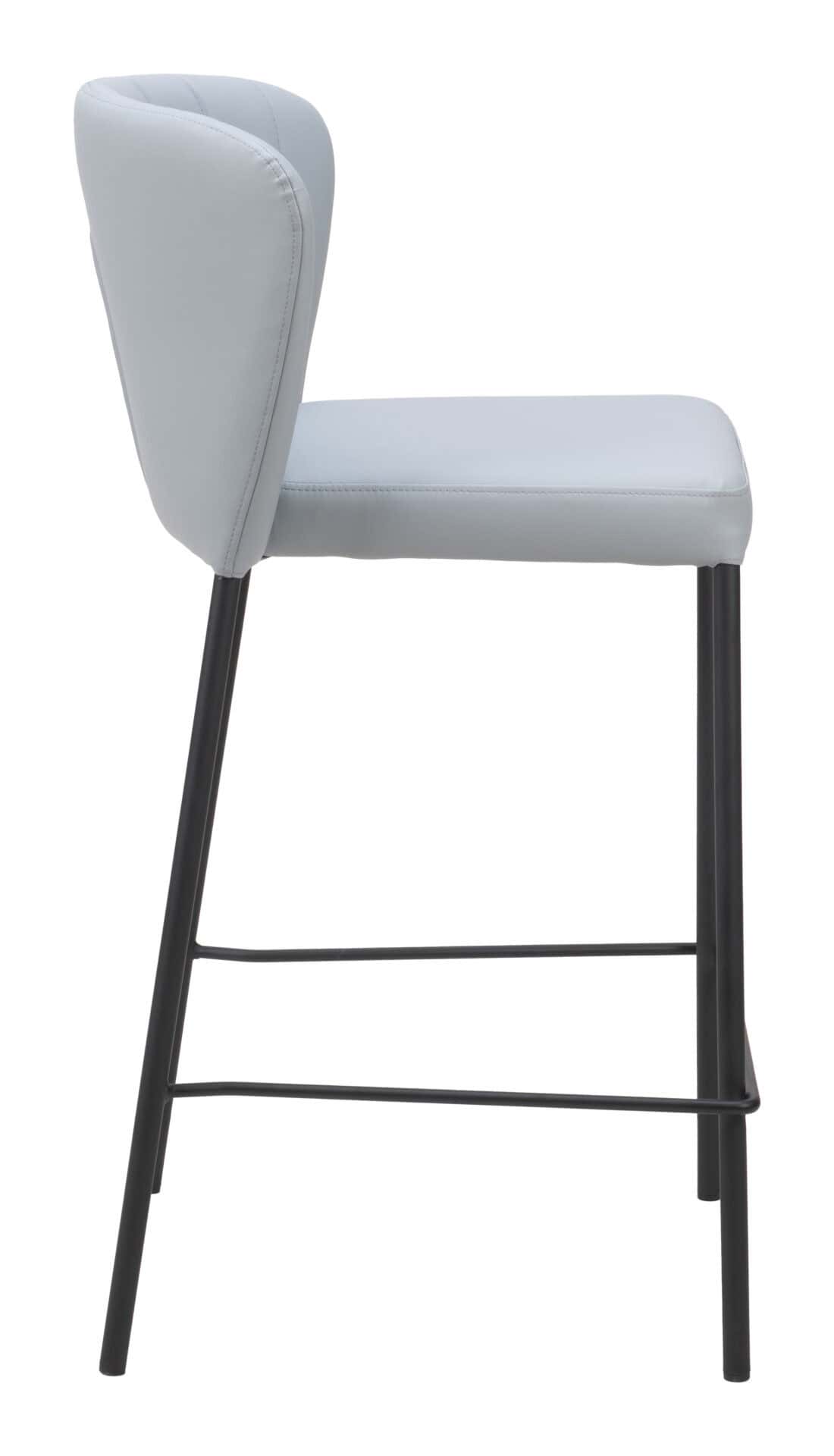 Gray Stackable Counter Stool with Faux Leather and Tufted Seat (Set of 2) 2 Gray Stackable Counter Stool with Faux Leather and Tufted Seat (Set of 2) - Image 2