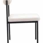 Ivory Shearling Style Dining Chair with Black Steel Frame 9 Ivory Shearling Style Dining Chair with Black Steel Frame