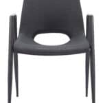 Black Faux Leather Dining Chair with Steel Frame and Armrests (Set of 2)