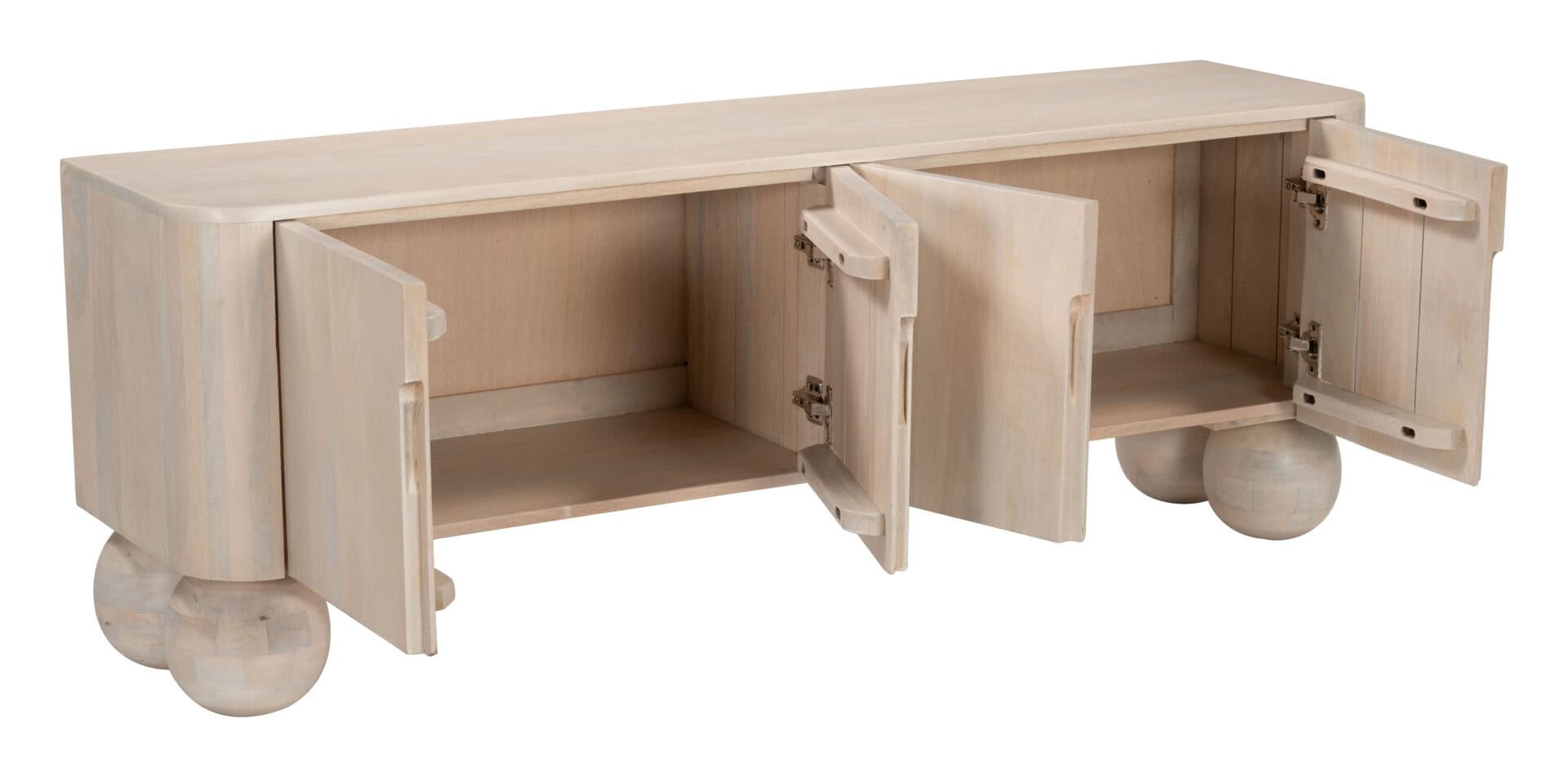 Natural Wood Entertainment Stand with French Doors and Shelving 7 Natural Wood Entertainment Stand with French Doors and Shelving - Image 7