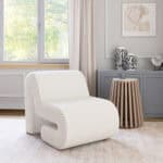 White Modern Glam Deco Accent Chair with Corduroy Upholstery 9 White Modern Glam Deco Accent Chair with Corduroy Upholstery