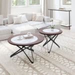 Retro Mod Mid-Century Modern Coffee Table Set with Marble Print (2-Piece)