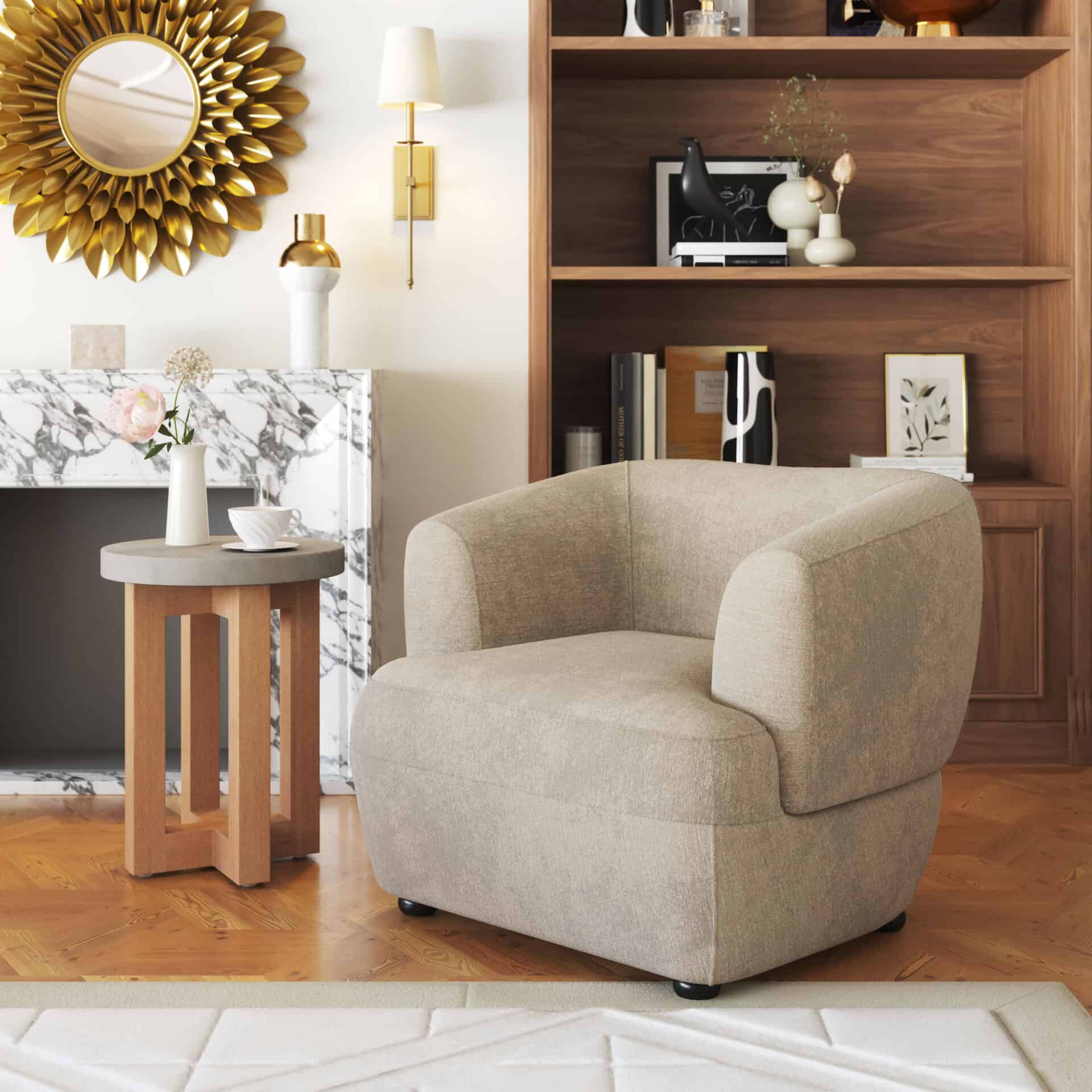 Velvet Accent Chair with Birch Legs and Armrest Support 1 Velvet Accent Chair with Birch Legs and Armrest Support