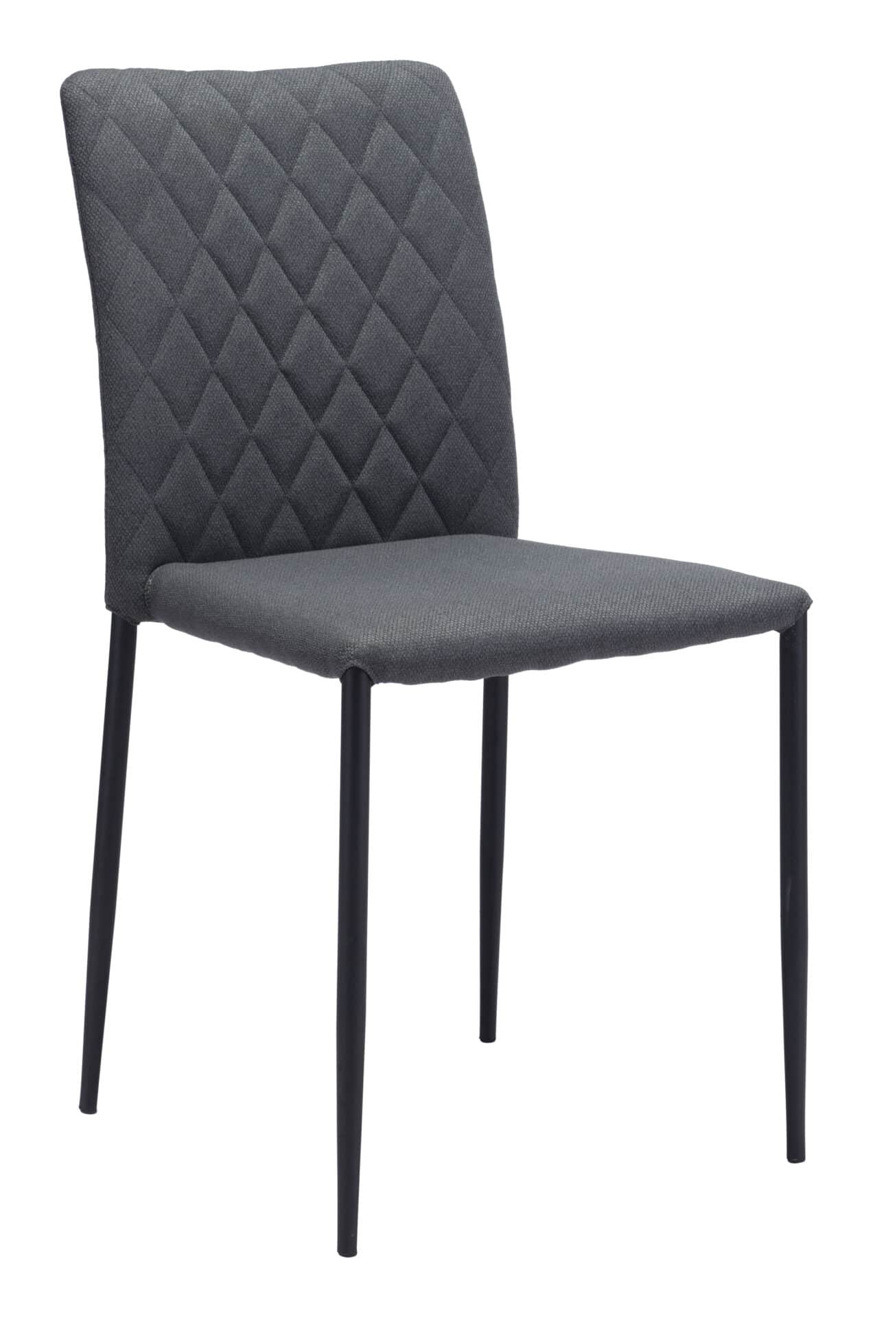 Gray Tufted Dining Chair with Steel Base and Diamond Pattern (Set of 2) 3 Gray Tufted Dining Chair with Steel Base and Diamond Pattern (Set of 2) - Image 3