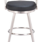 Modern Black Swivel Barstool with Brushed Steel Frame