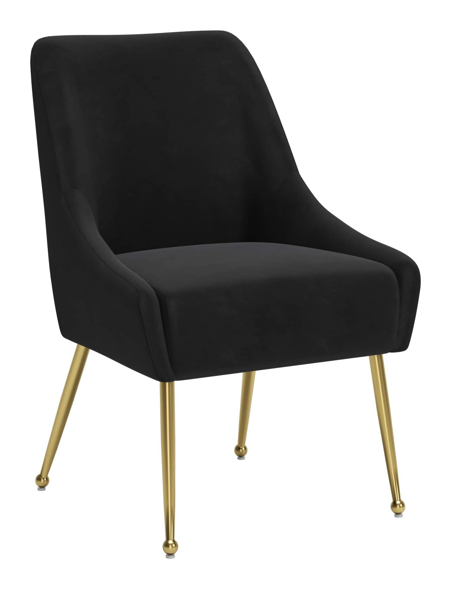 Black Velvet Upholstered Armchair with Gold Metal Legs 3 Black Velvet Upholstered Armchair with Gold Metal Legs - Image 3