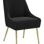 Black Velvet Upholstered Armchair with Gold Metal Legs 13 Black Velvet Upholstered Armchair with Gold Metal Legs