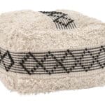 Beige & Black Boho Ottoman with Woven Cotton Seat 5 Beige & Black Boho Ottoman with Woven Cotton Seat