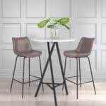 Mid-Century Modern Faux Leather Barstool with Black Steel Frame 11 Mid-Century Modern Faux Leather Barstool with Black Steel Frame