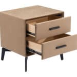 Modern Brown Side Table with Two Drawers and Steel Frame 17 Modern Brown Side Table with Two Drawers and Steel Frame