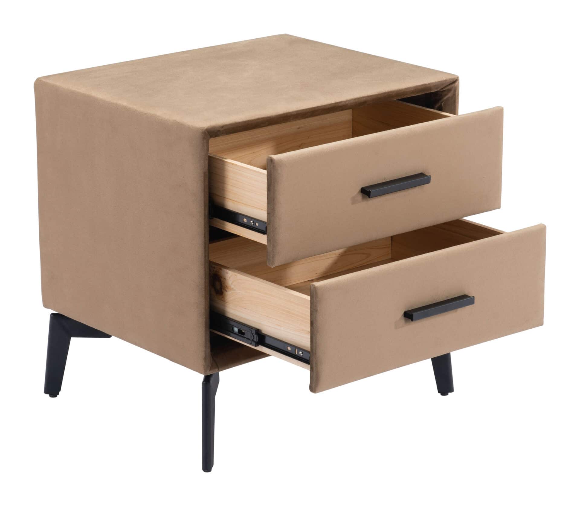 Modern Brown Side Table with Two Drawers and Steel Frame 7 Modern Brown Side Table with Two Drawers and Steel Frame - Image 7