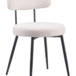 Ivory Shearling Dining Chair with Black Steel Frame (Set of 2)