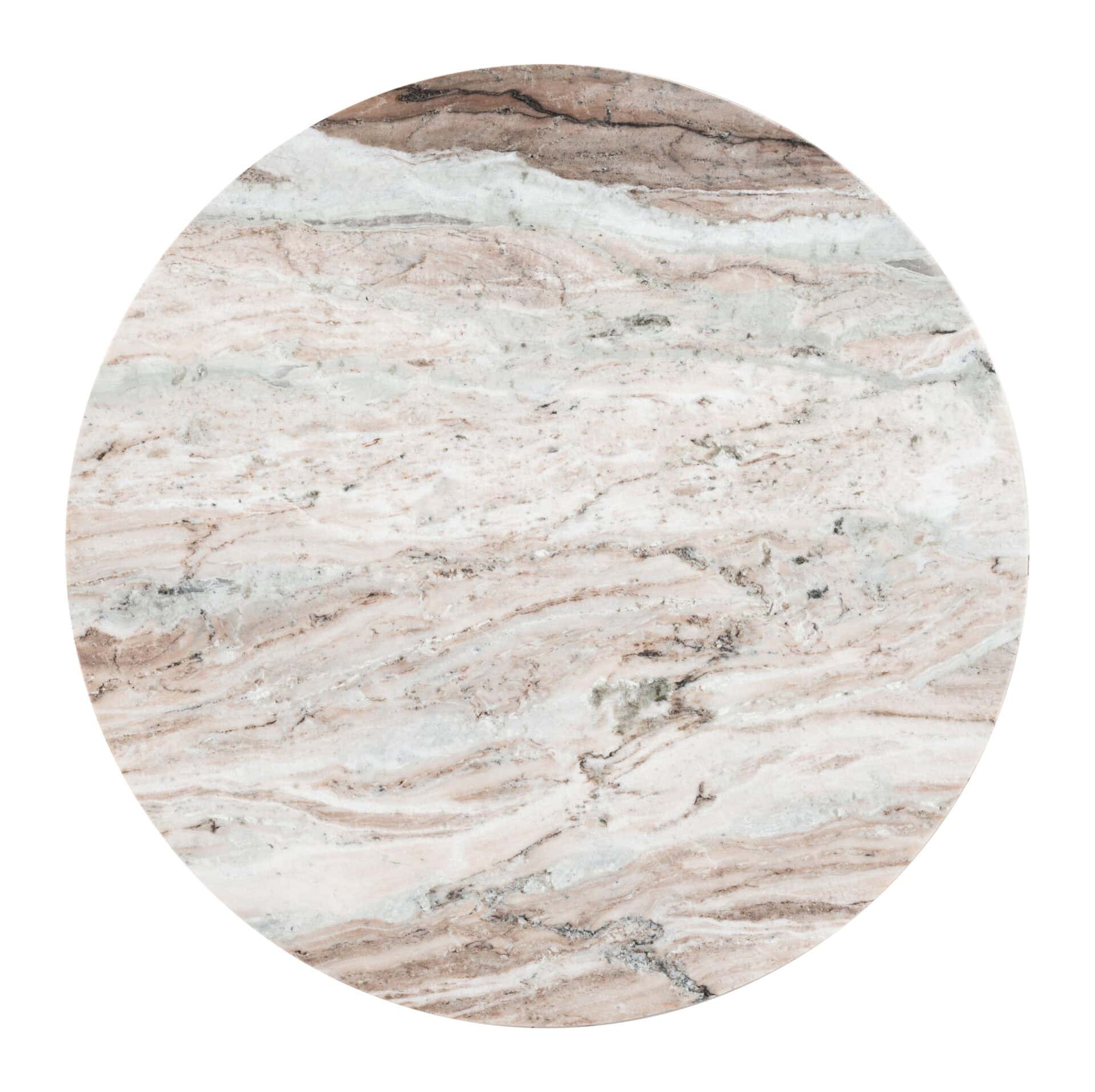 Round Coffee Table with Travertine-Style Marble Top and Steel Frame 5 Round Coffee Table with Travertine-Style Marble Top and Steel Frame - Image 5