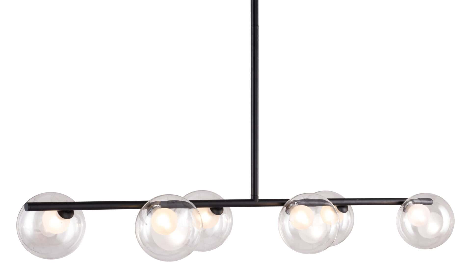 Matte Black Steel Ceiling Lamp with Clear Glass Shades (6 Bulbs) 6 Matte Black Steel Ceiling Lamp with Clear Glass Shades (6 Bulbs) - Image 6