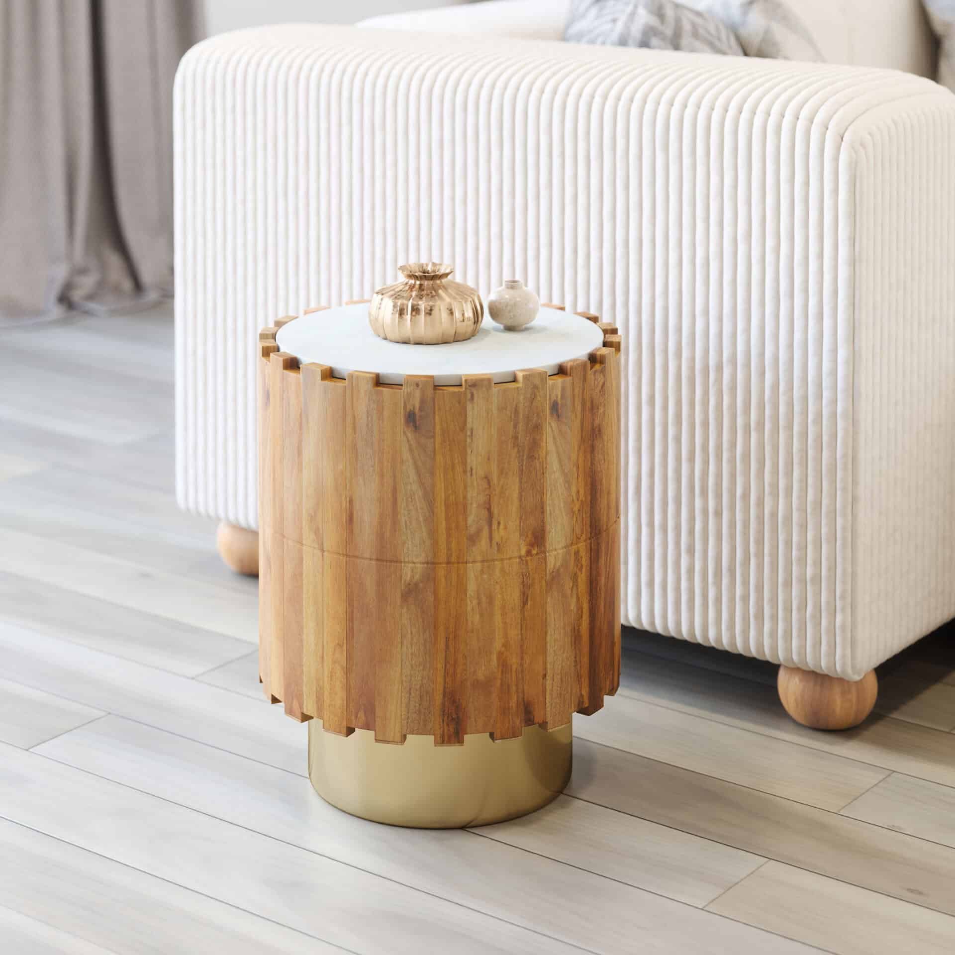 Natural Round Side Table with Sleek Design and Sturdy Construction 1 Natural Round Side Table with Sleek Design and Sturdy Construction