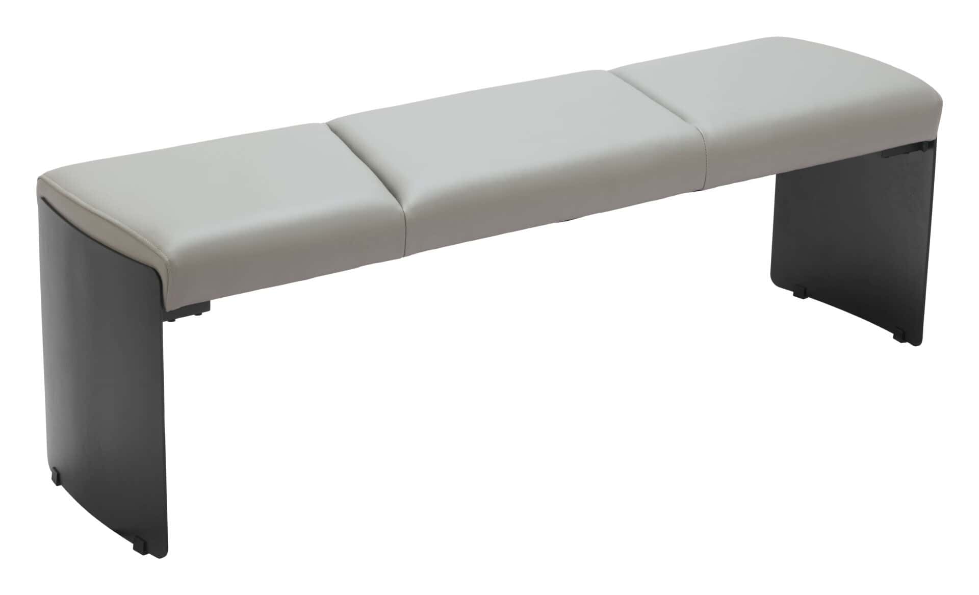 Gray Upholstered Bench with Steel Frame and Faux Leather Seat 1 Gray Upholstered Bench with Steel Frame and Faux Leather Seat