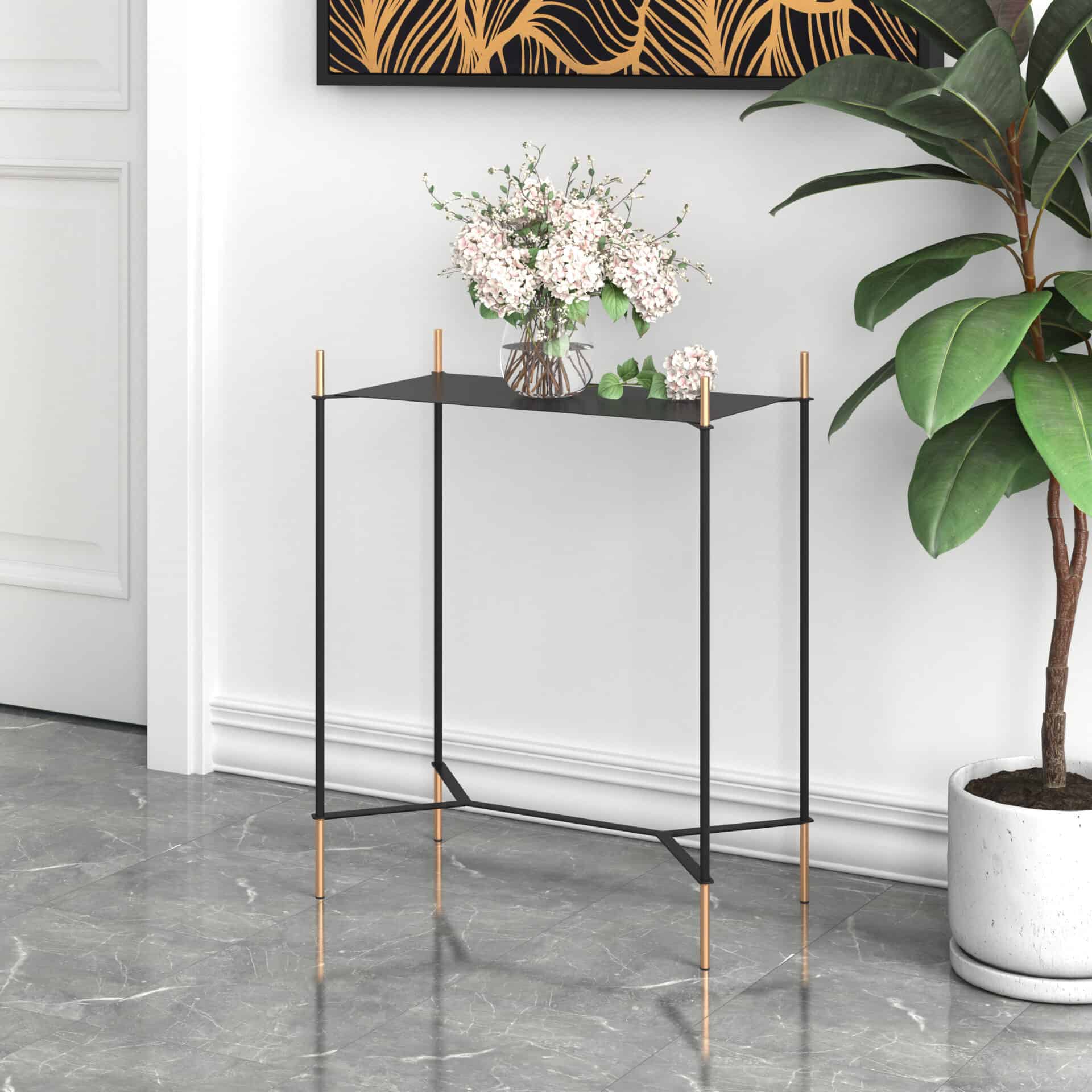 Black and Gold Side Table with Storage and Modern Design 1 Black and Gold Side Table with Storage and Modern Design