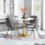 Gray Faux Leather Dining and Accent Chair with Gold Tips (Set of 2) 10 Gray Faux Leather Dining and Accent Chair with Gold Tips (Set of 2)