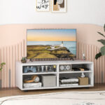 White 4-Cube TV Stand with Adjustable Shelves for 45-Inch TVs