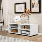 White 4-Cube TV Stand with Adjustable Shelves for 45-Inch TVs