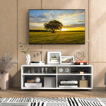 White 4-Cube TV Stand with Adjustable Shelves for 45-Inch TVs