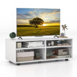 White 4-Cube TV Stand with Adjustable Shelves for 45-Inch TVs