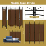 4-Panel Freestanding Folding Room Divider with Privacy Fabric