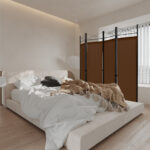 4-Panel Freestanding Folding Room Divider with Privacy Fabric