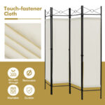 4-Panel Freestanding Folding Room Divider with Privacy Fabric