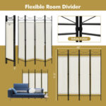 4-Panel Freestanding Folding Room Divider with Privacy Fabric