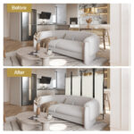 4-Panel Freestanding Folding Room Divider with Privacy Fabric