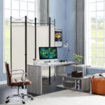 4-Panel Freestanding Folding Room Divider with Privacy Fabric