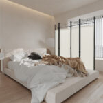 4-Panel Freestanding Folding Room Divider with Privacy Fabric