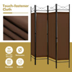 4-Panel Freestanding Folding Room Divider with Privacy Fabric