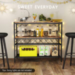 Rustic Brown 4-Tier Bar Table with Wine Rack and Holders 9 Rustic Brown 4-Tier Bar Table with Wine Rack and Holders