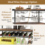 Rustic Brown 4-Tier Bar Table with Wine Rack and Holders 14 Rustic Brown 4-Tier Bar Table with Wine Rack and Holders
