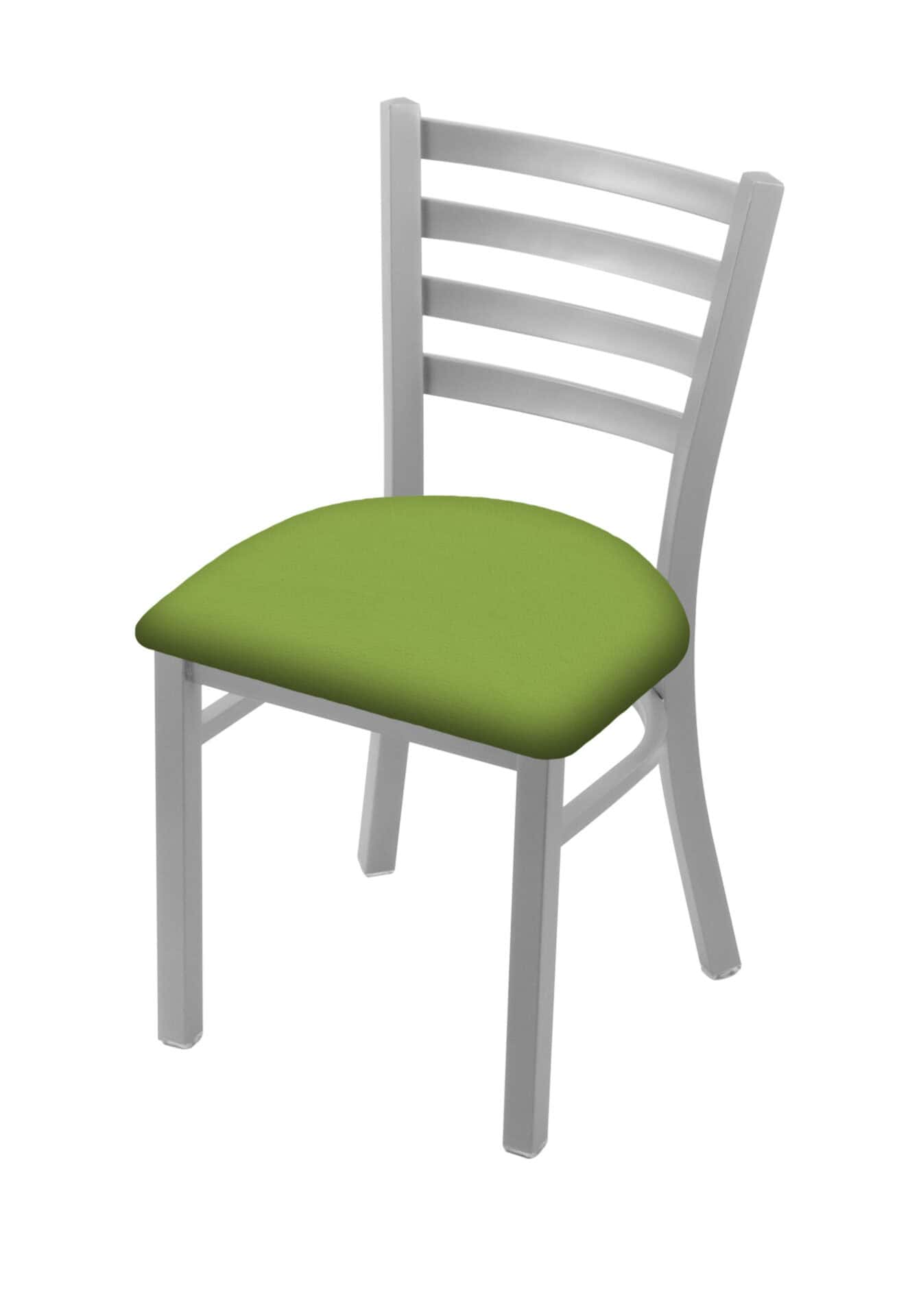 18-Inch Ladder Back Chair with Steel Frame, Anodized Nickel Finish, and Canter Kiwi Green Seat 1 18-Inch Ladder Back Chair with Steel Frame, Anodized Nickel Finish, and Canter Kiwi Green Seat