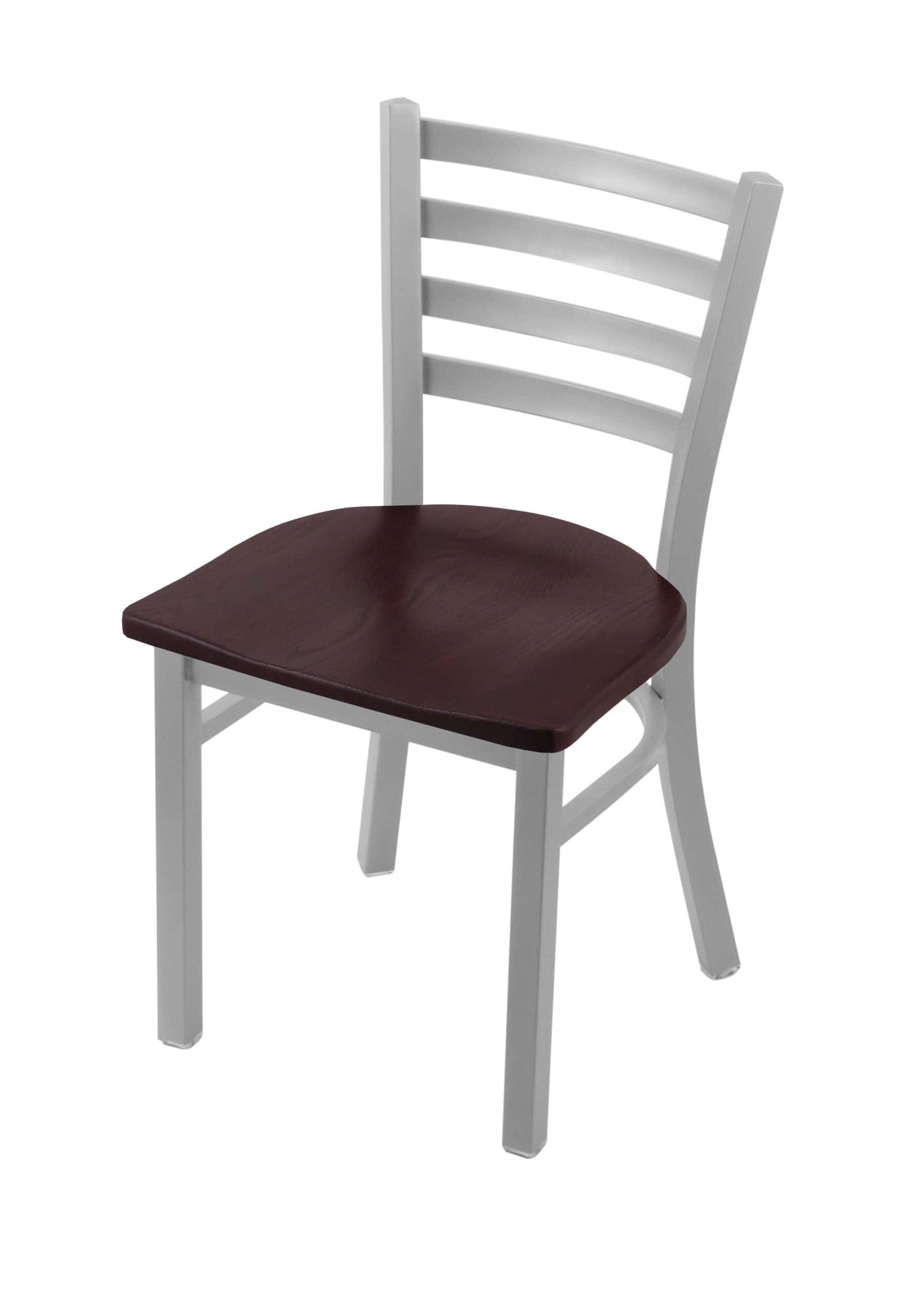 18-Inch Ladder Back Chair with Steel Frame, Anodized Nickel Finish, and Dark Cherry Oak Seat 5 18-Inch Ladder Back Chair with Steel Frame, Anodized Nickel Finish, and Dark Cherry Oak Seat
