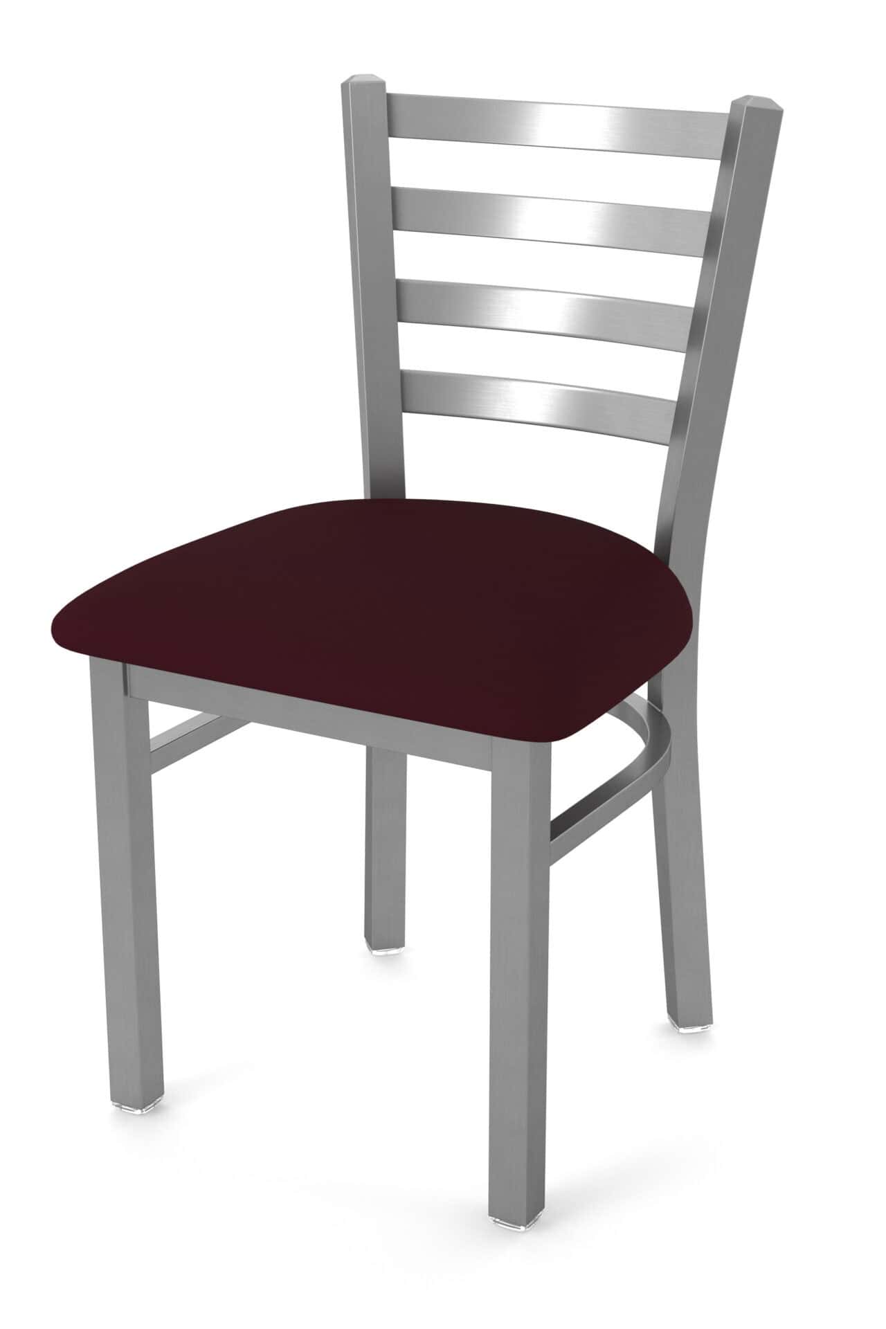 18-Inch Ladder Back Chair with Steel Frame, Stainless Steel Finish, and Canter Bordeaux Seat 1 18-Inch Ladder Back Chair with Steel Frame, Stainless Steel Finish, and Canter Bordeaux Seat
