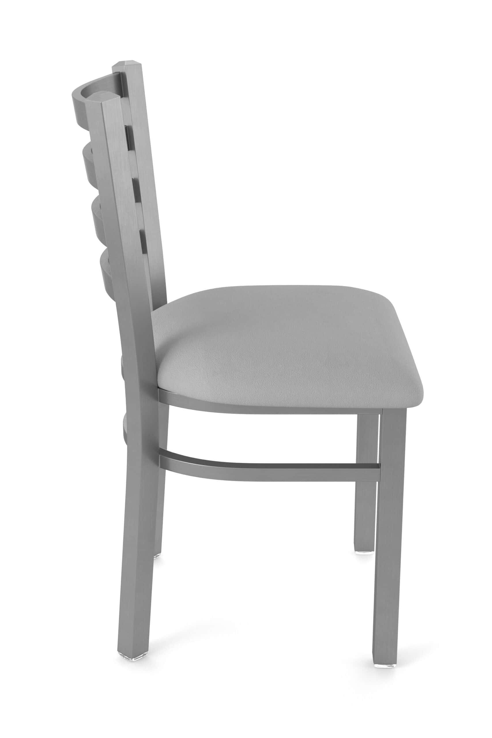 18-Inch Ladder Back Chair with Steel Frame, Stainless Steel Finish, and Canter Folkstone Grey Seat 12 18-Inch Ladder Back Chair with Steel Frame, Stainless Steel Finish, and Canter Folkstone Grey Seat